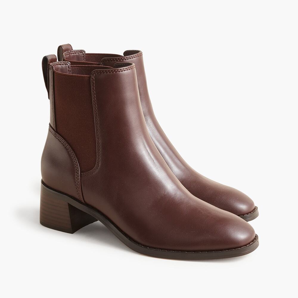 NWOT J Crew Factory Mid Heel Chelsea Boots Dark Walnut Brown Size 6
